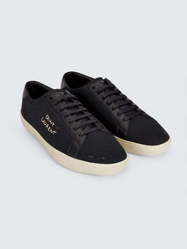 Luxury Saint Laurent Trending 2025 Court Classic SL06 Canvas Smooth Leather Low Top Sneakers Black