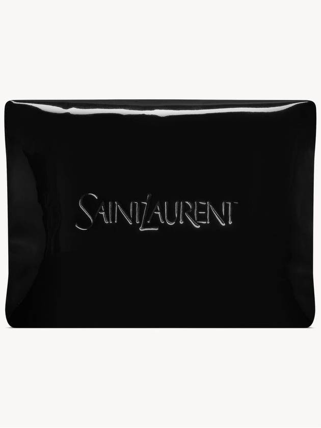 Luxury Saint Laurent Trending 2025 Large Puffy Patent Canvas Pouch Black