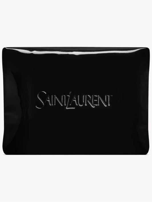 Luxury Saint Laurent Trending 2025 Large Puffy Patent Canvas Pouch Black