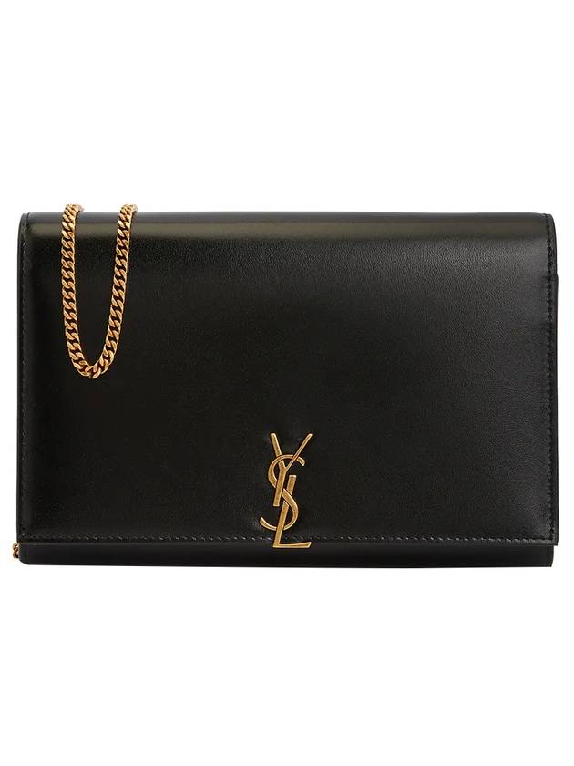 Luxury Saint Laurent Trending 2025 Monogram Chain Glossy Leather Shoulder Bag Black