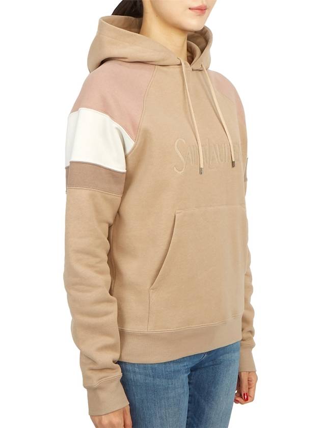 Luxury Saint Laurent Trending 2025 Front Logo Cotton Hoodie Beige