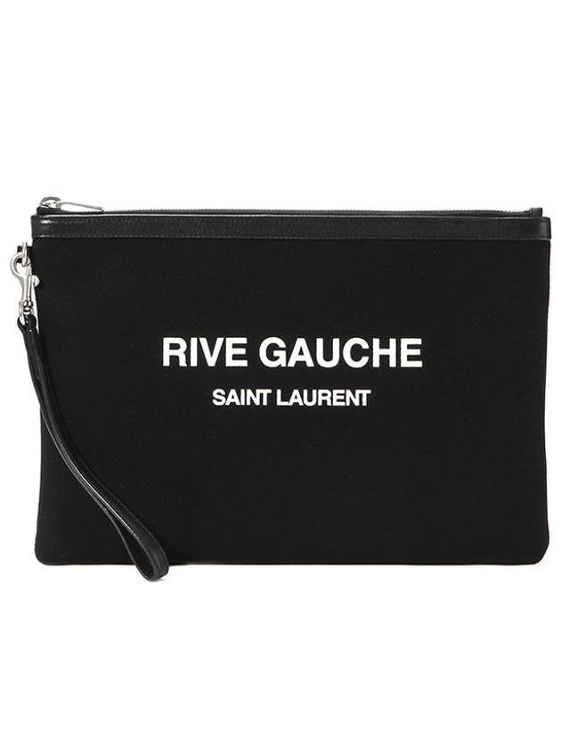 Luxury Saint Laurent Trending 2025 Rive Gauche Zipper Strap Clutch Bag Black