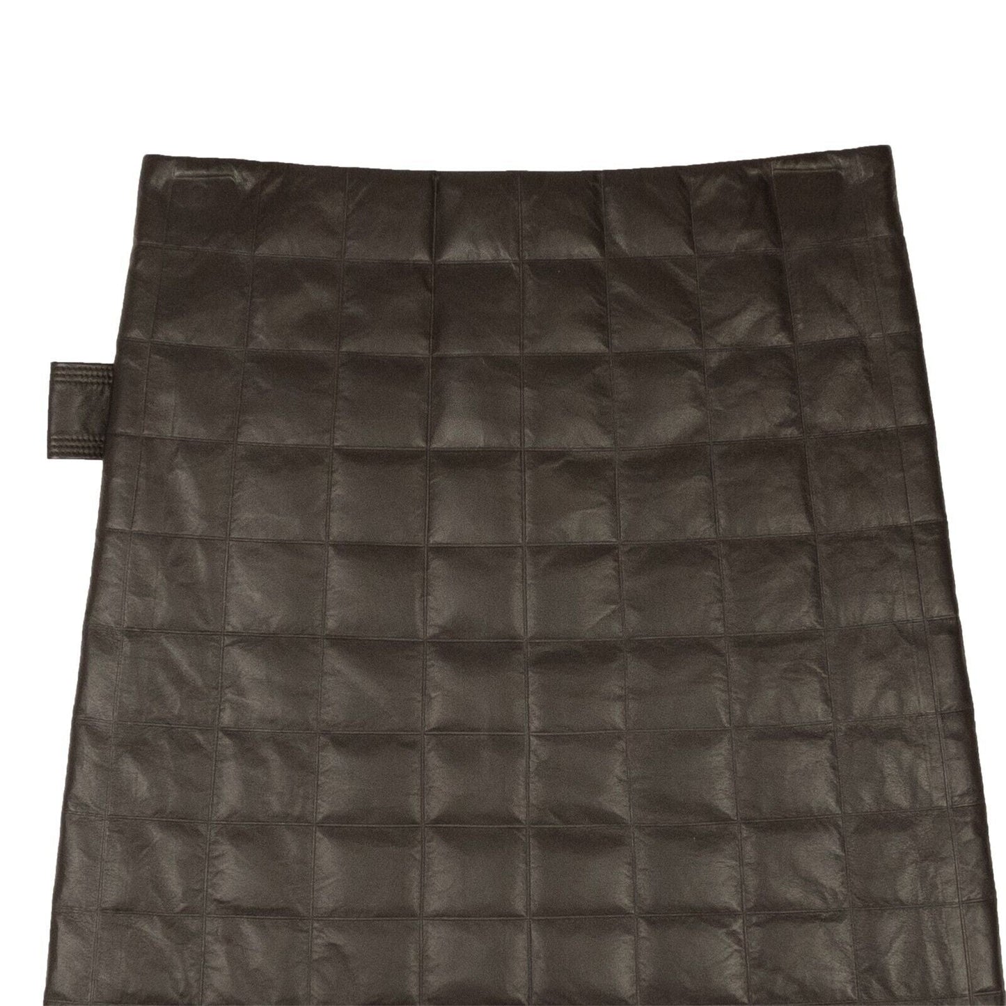 NWT Luxury Bottega Veneta Chocolate Brown Checkered Leather Skirt