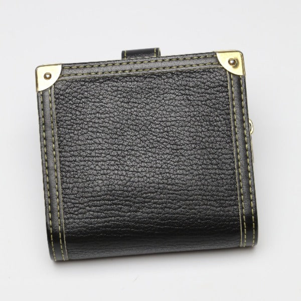 LOUIS VUITTON Bifold Wallet M91828 leather black Fastener Coin Pocket Suhari Compact zip mens(Unisex)