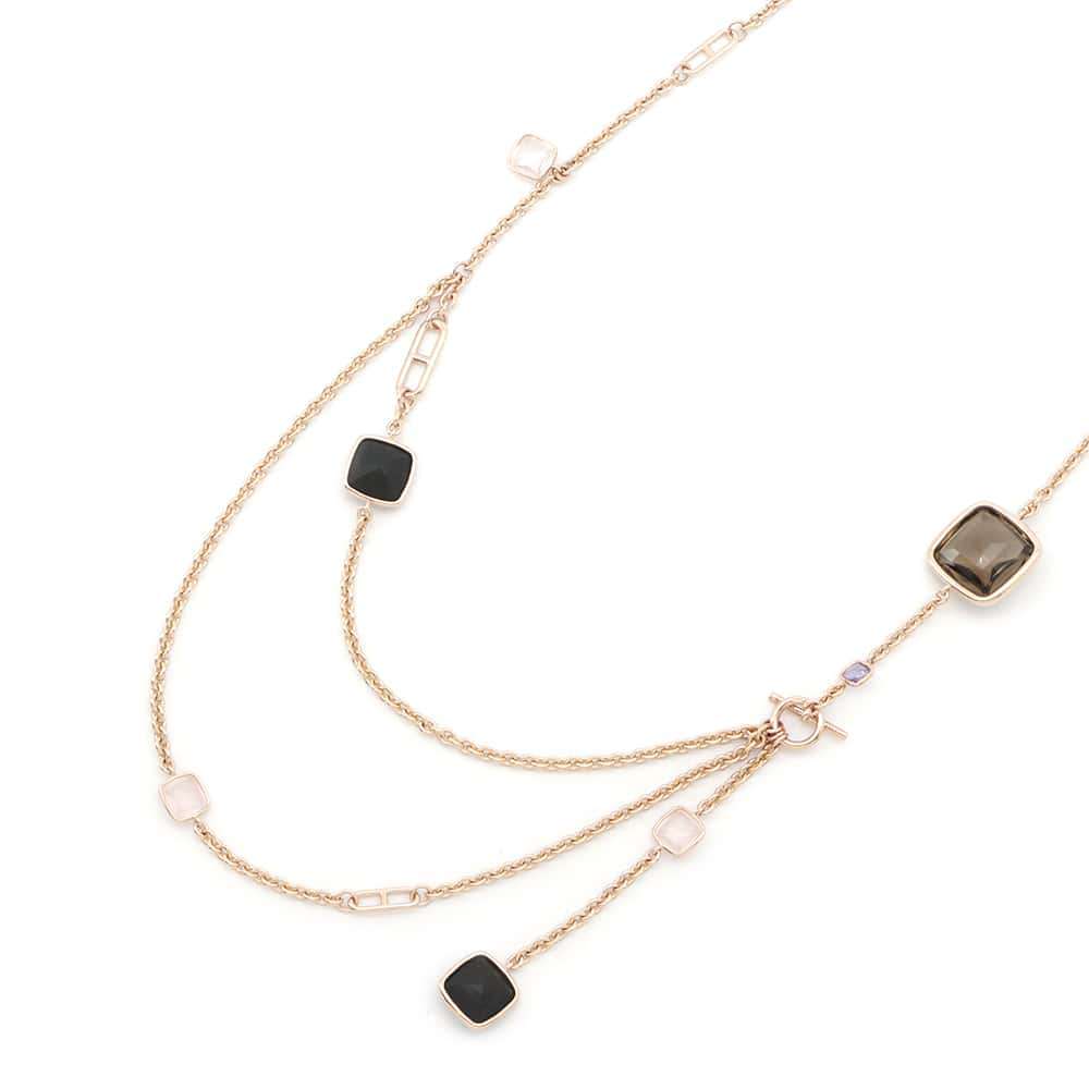 HERMES Multi Stone Chaine d'Ancre Necklace 18K Pink Gold