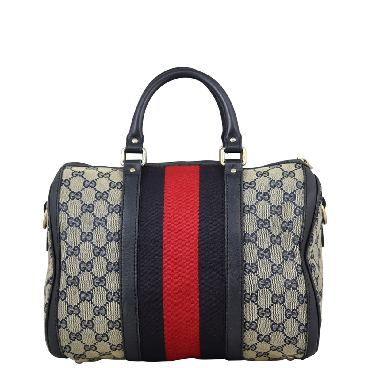 Gucci Blue Vintage Web Original GG Boston Bag Medium