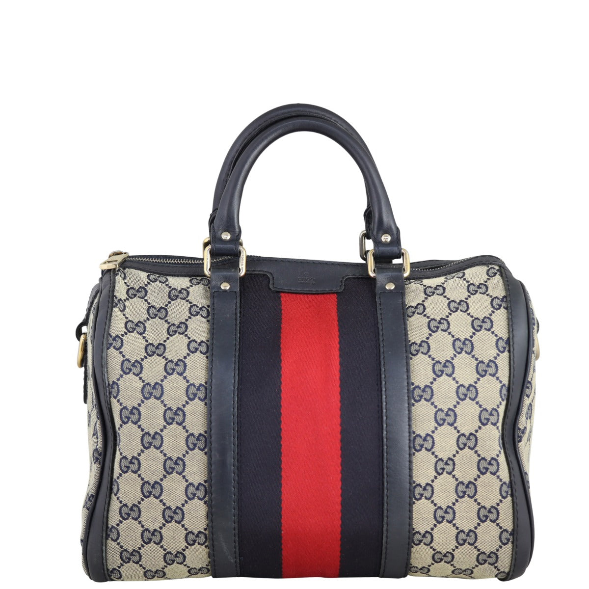 Gucci Blue Vintage Web Original GG Boston Bag Medium