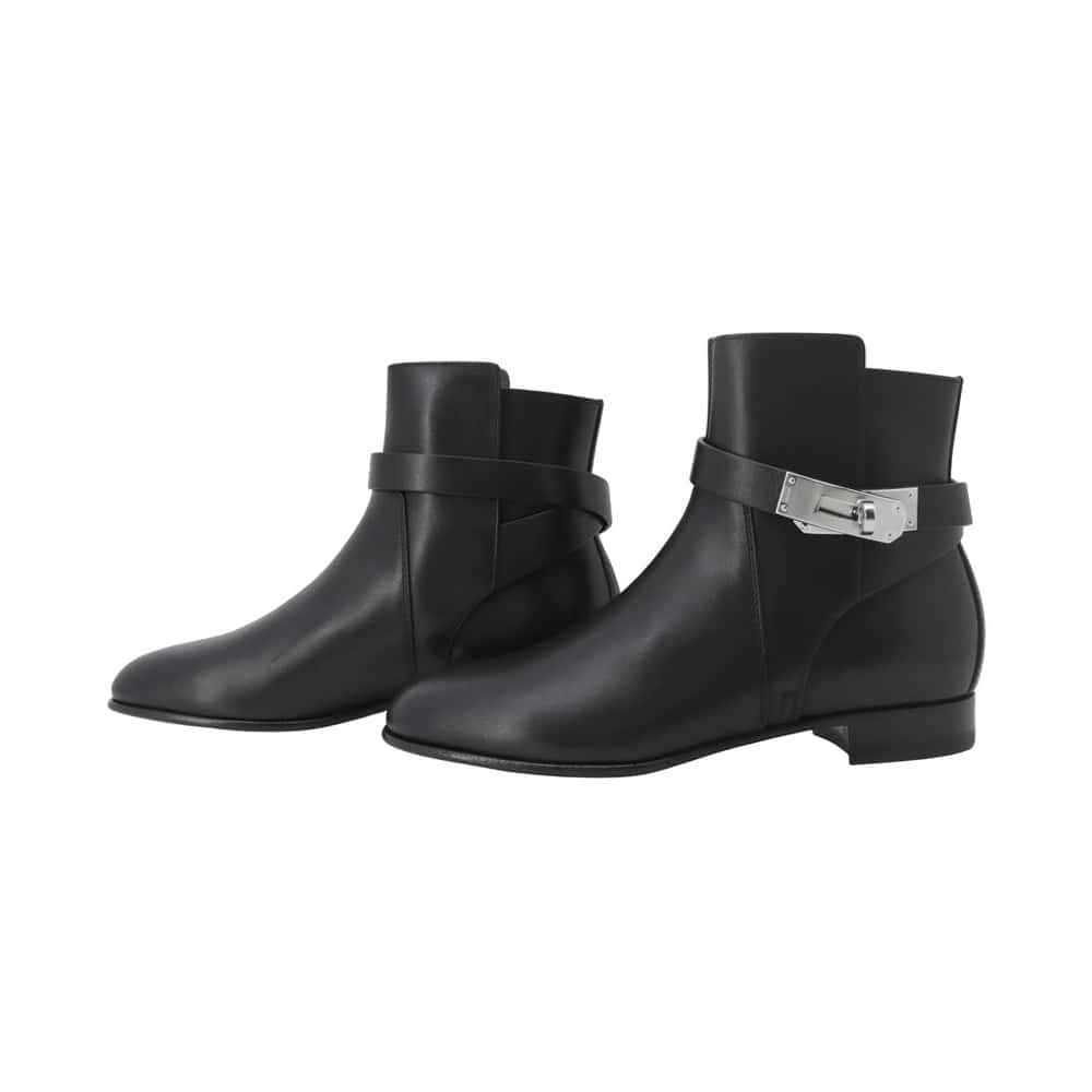 HERMES Short boots ãNeoã BlackH162133Z Leather Size 34