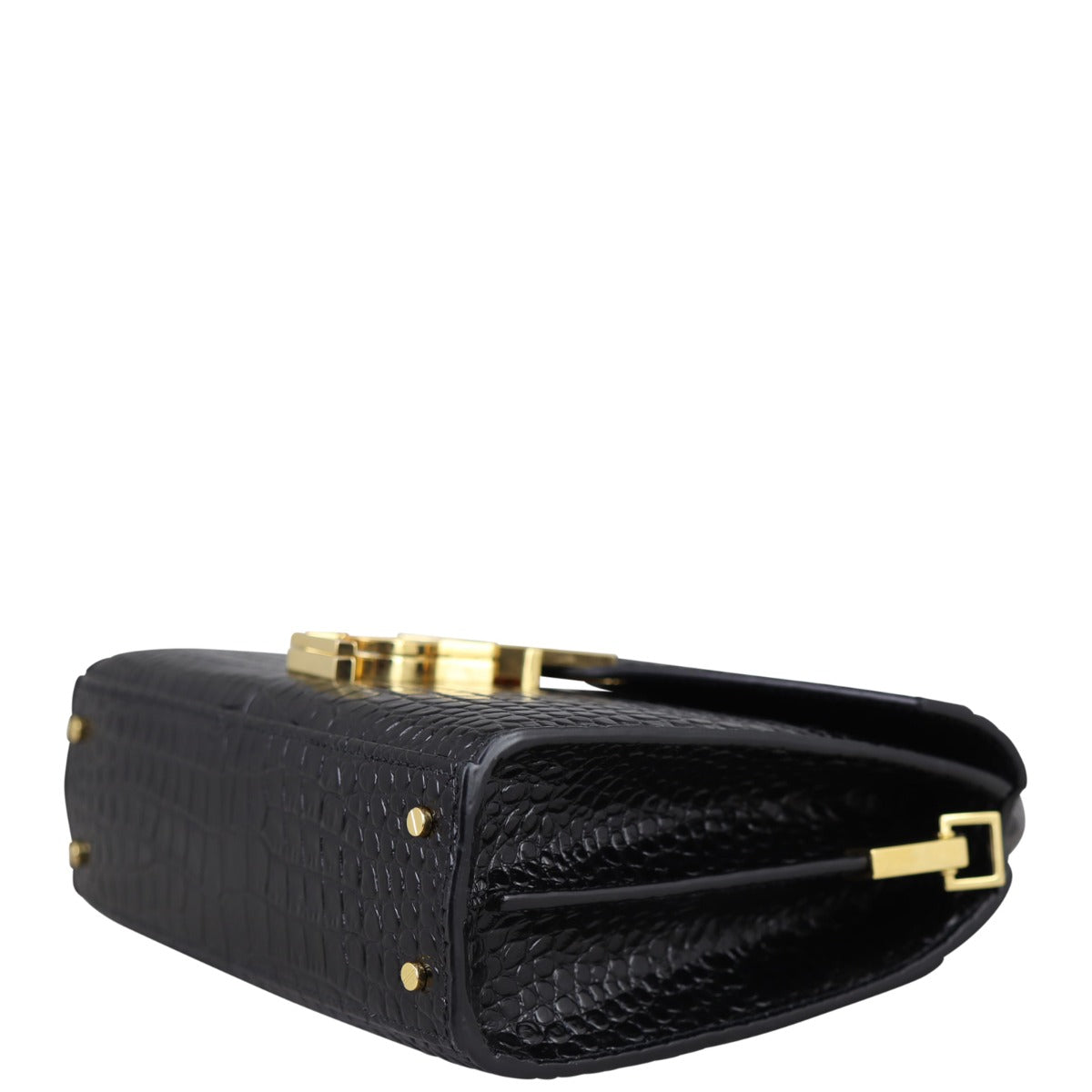 Saint Laurent Cassandra Top Handle Mini Croc-Embossed