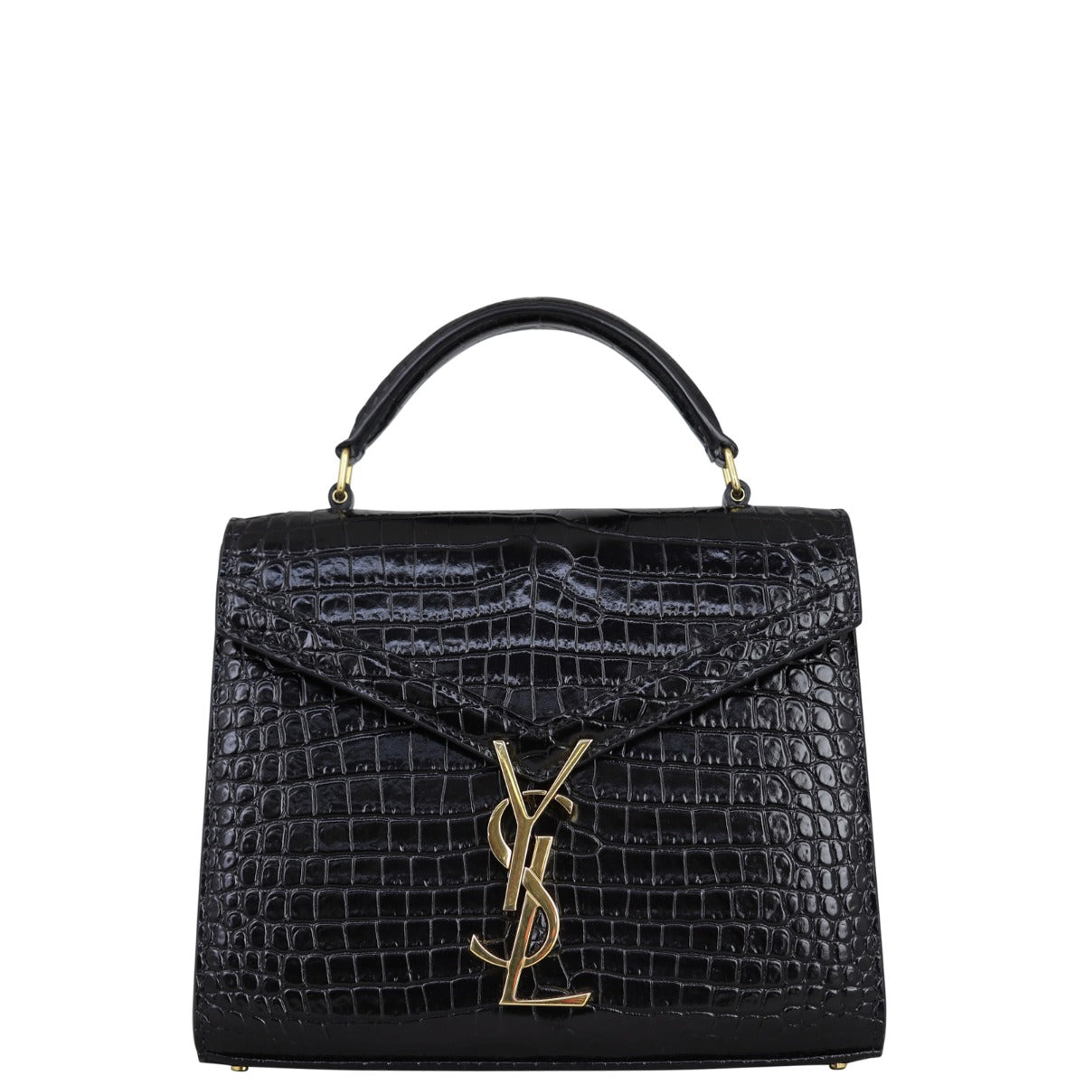 Saint Laurent Cassandra Top Handle Mini Croc-Embossed