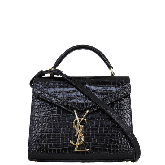 Saint Laurent Cassandra Top Handle Mini Croc-Embossed