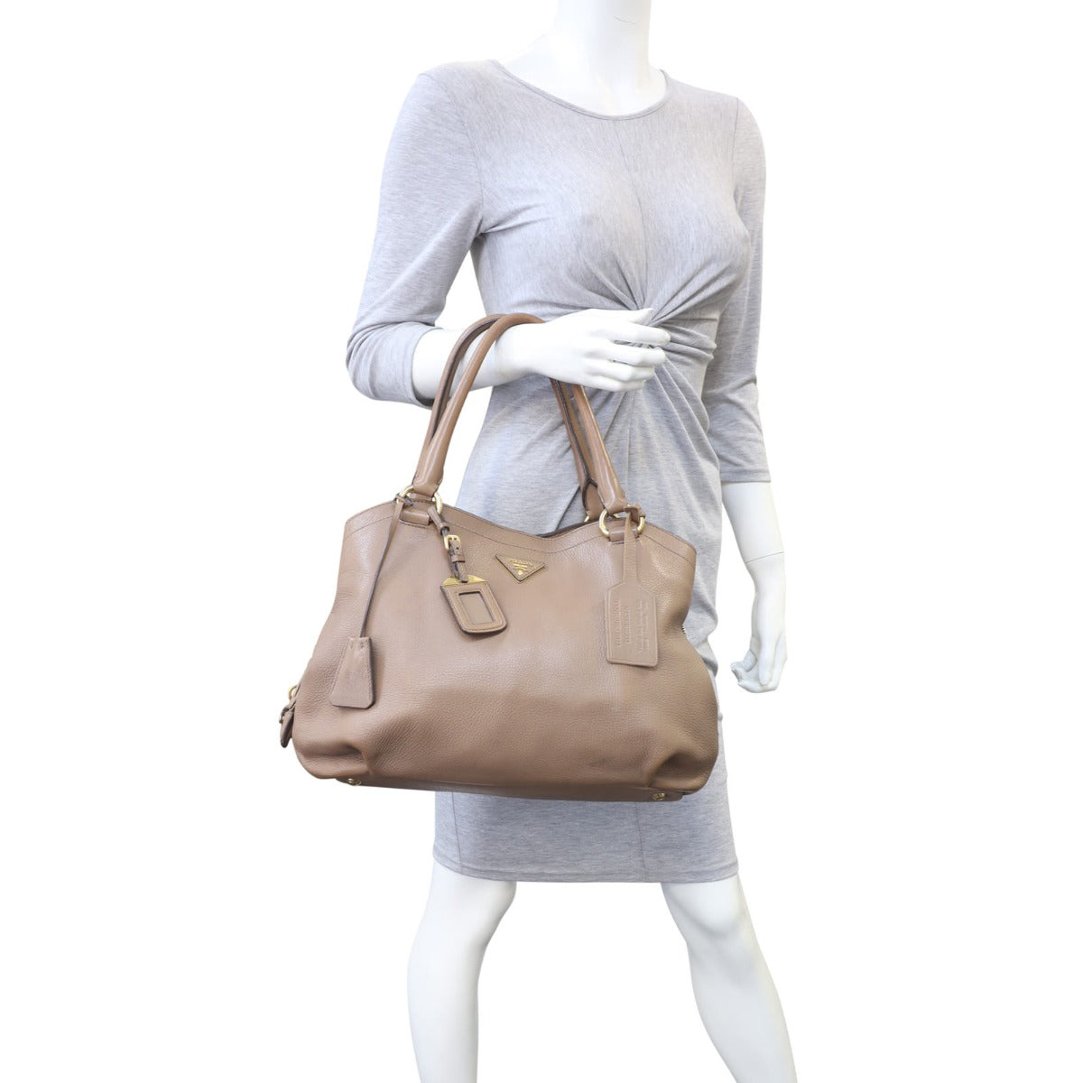 Prada Vitello Cervo Shopping Tote