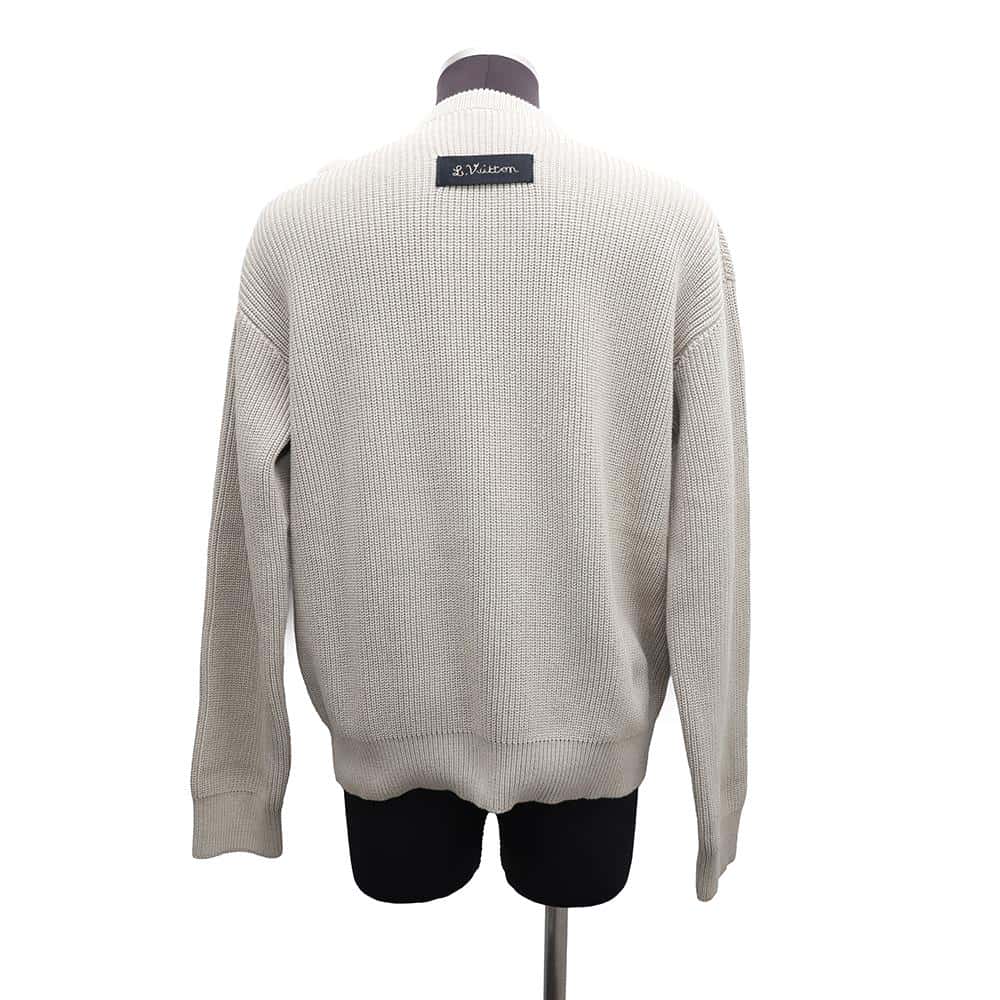 LOUIS VUITTON 21Stainless Steel Stitched Teddy Pullover Size S Beige1A8P3Z Cotton56% Polyester44%