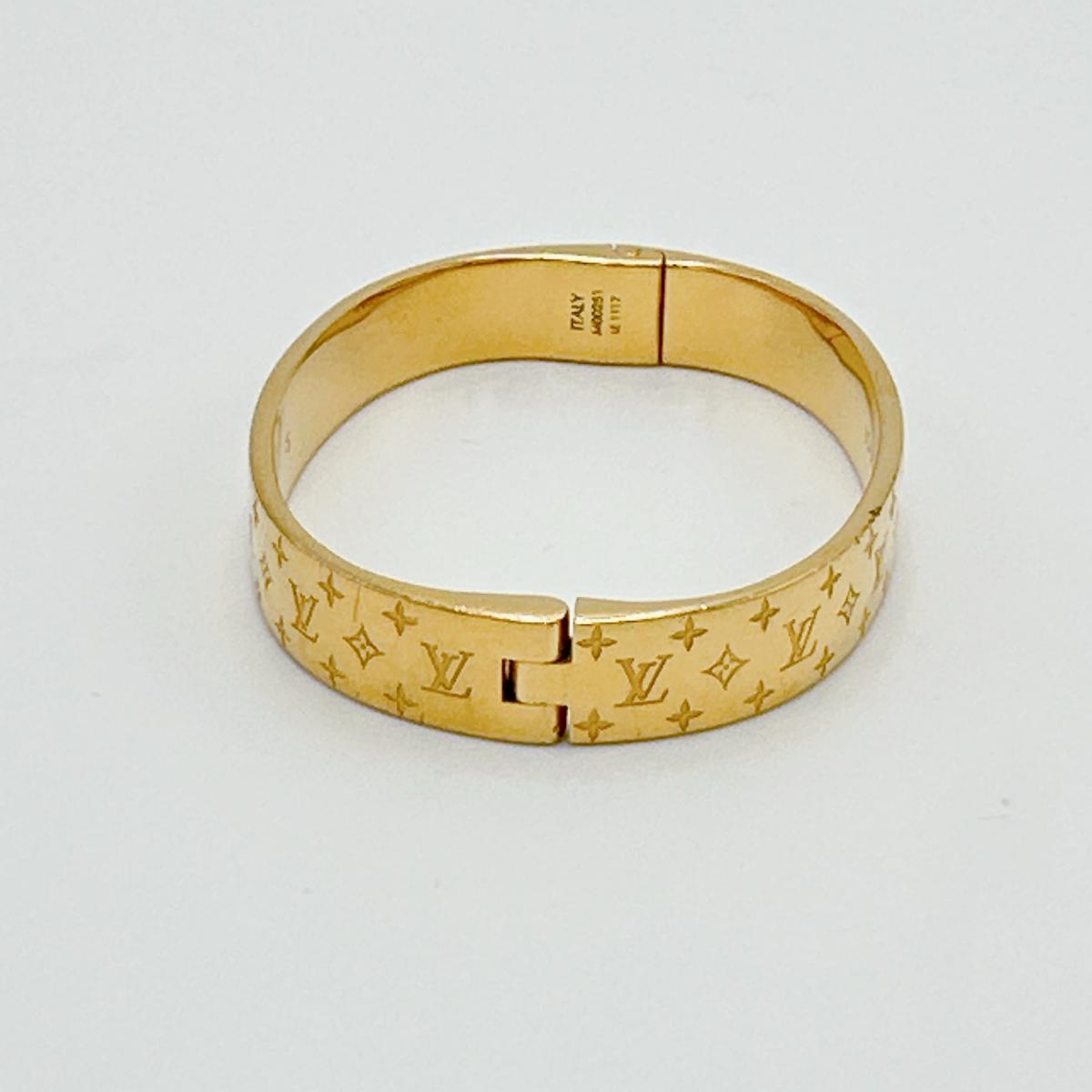 LOUIS VUITTON bracelet M00251 Gold Plated gold Cuff nanogram Monogram S size Women