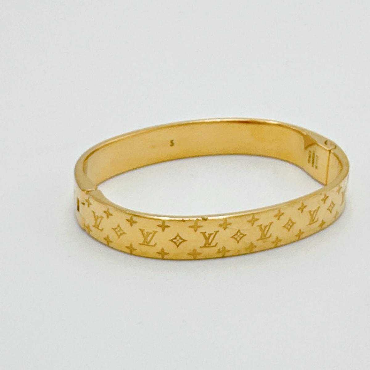 LOUIS VUITTON bracelet M00251 Gold Plated gold Cuff nanogram Monogram S size Women