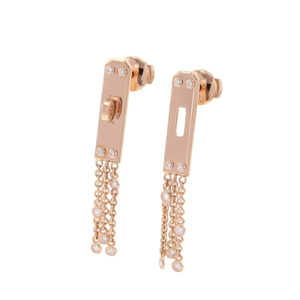HERMES Earrings ãKelly Gavrocheã 18K Pink Gold