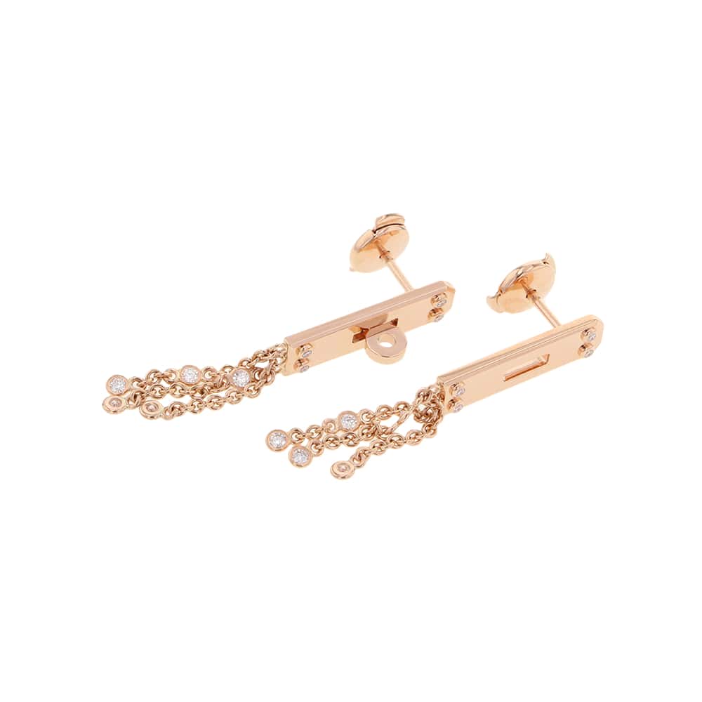 HERMES Earrings ãKelly Gavrocheã 18K Pink Gold