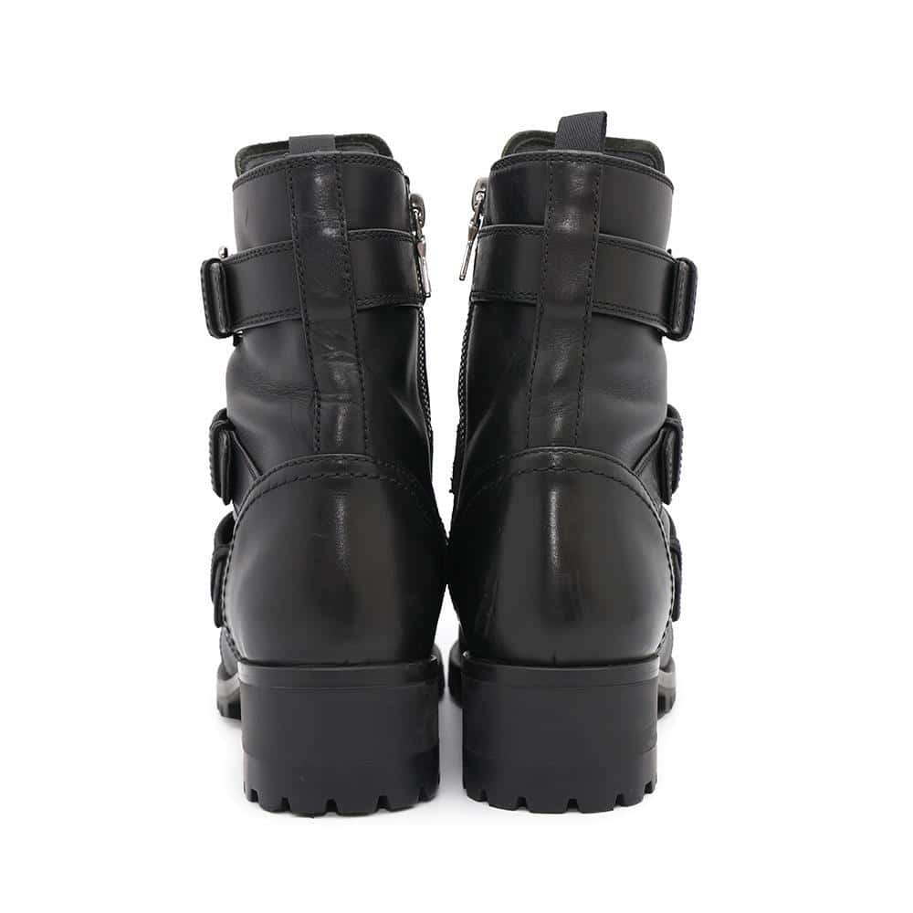 PRADA 3Belt Boots Black Leather Size 37.5