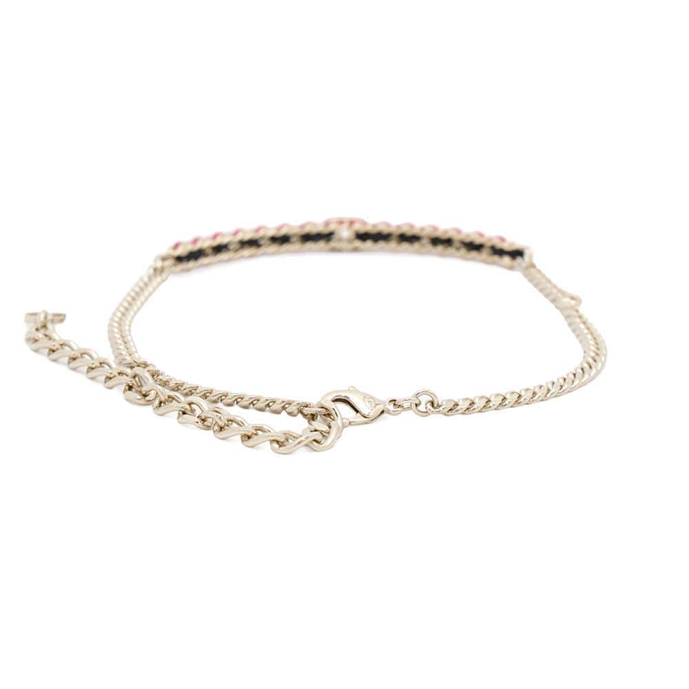 CHANEL CC Logo Choker Black/Pink Metal