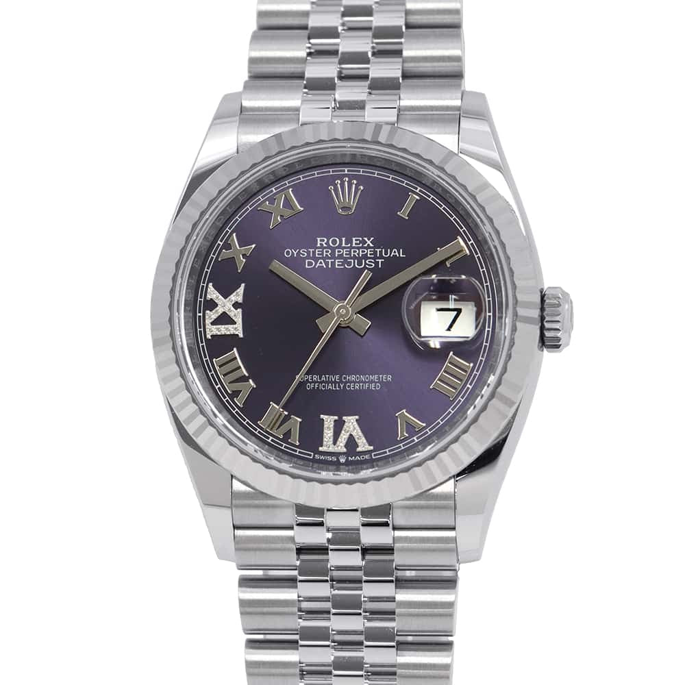 ROLEX Datejust 36 W36mm Stainless Steel K18WG Aubergine Dial126234G