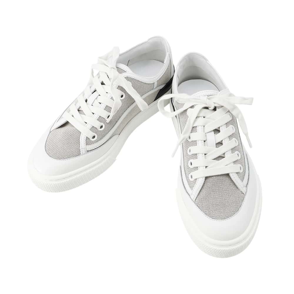 HERMES Sneakers ãGetã PluNoir / WhiteH231724Z Toile H Leather Size 36