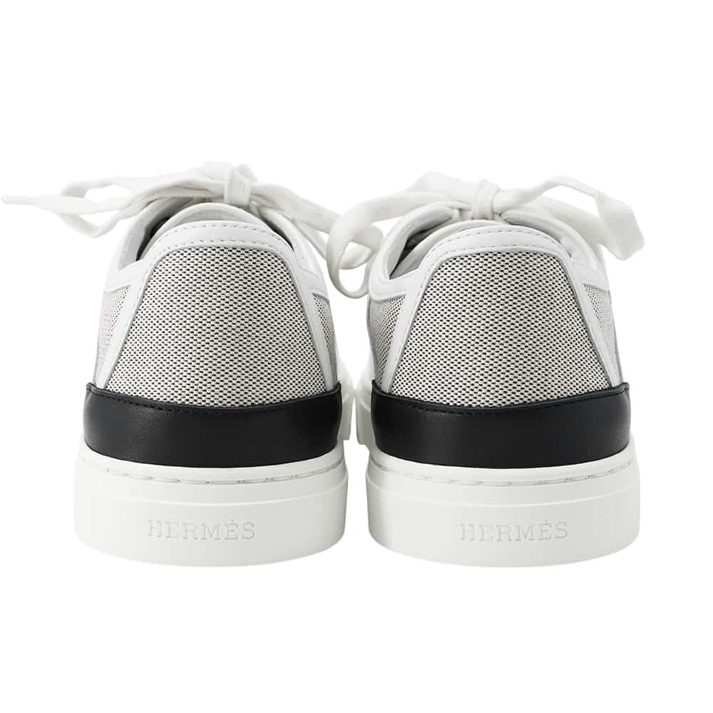 HERMES Sneakers ãGetã PluNoir / WhiteH231724Z Toile H Leather Size 36