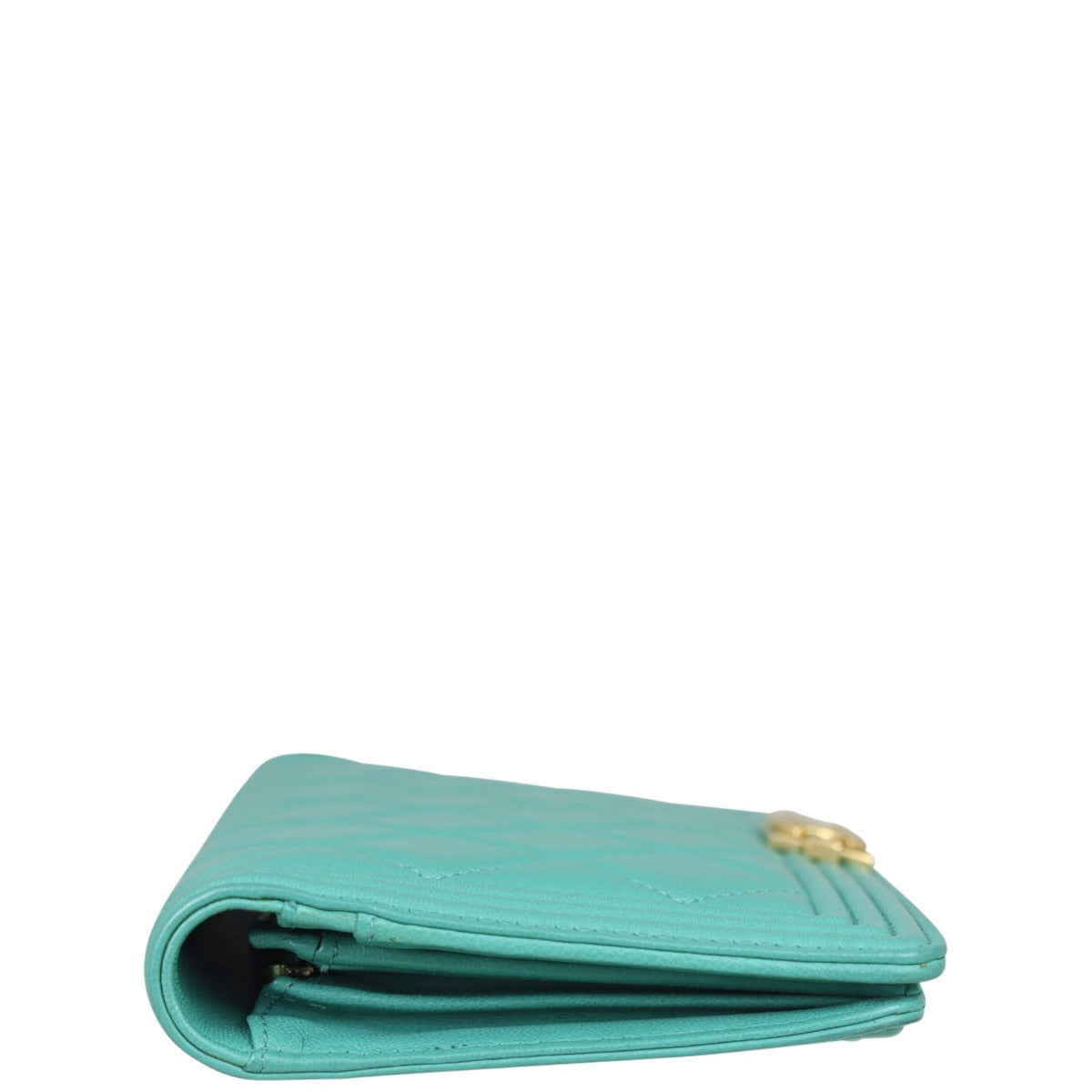 Chanel Boy Long Flap Wallet |  Light Teal