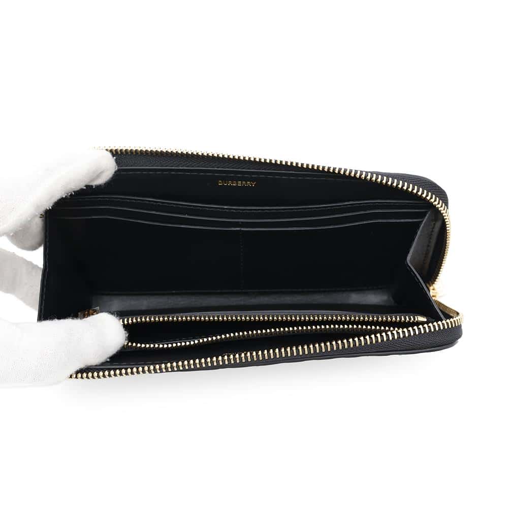 BURBERRY TB logo Zip Around Long Cloth Black8011601 Leather