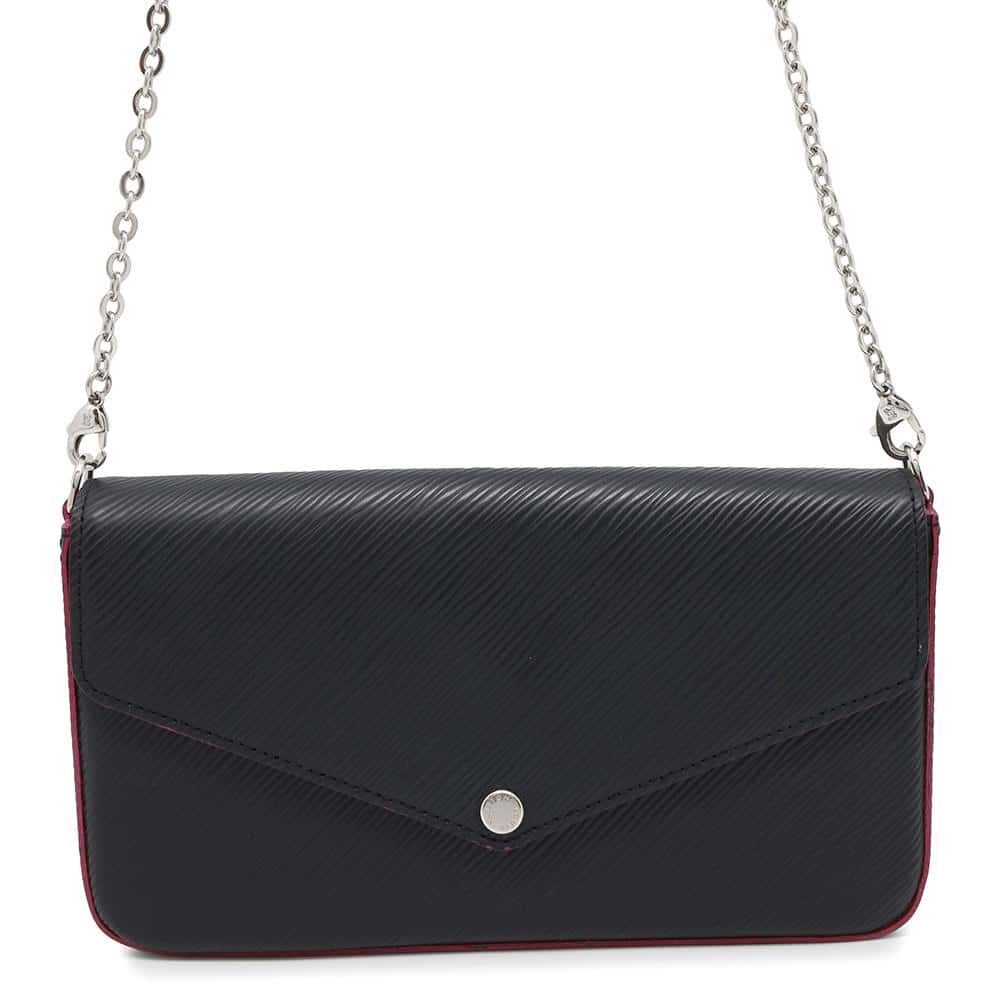 LOUIS VUITTON Felicie Pochette  Noir/Hot pinkM64579 Epi Leather