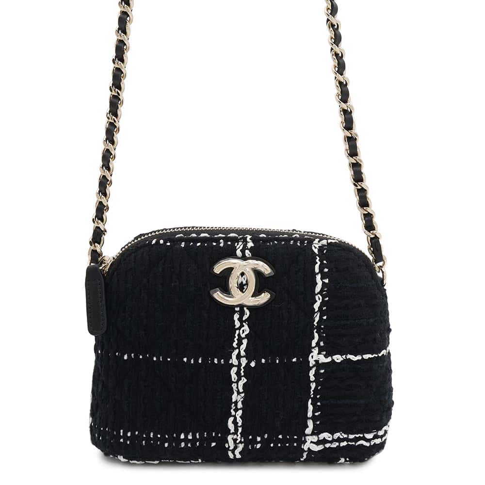 CHANEL PochetteChainShoulder Black Tweed