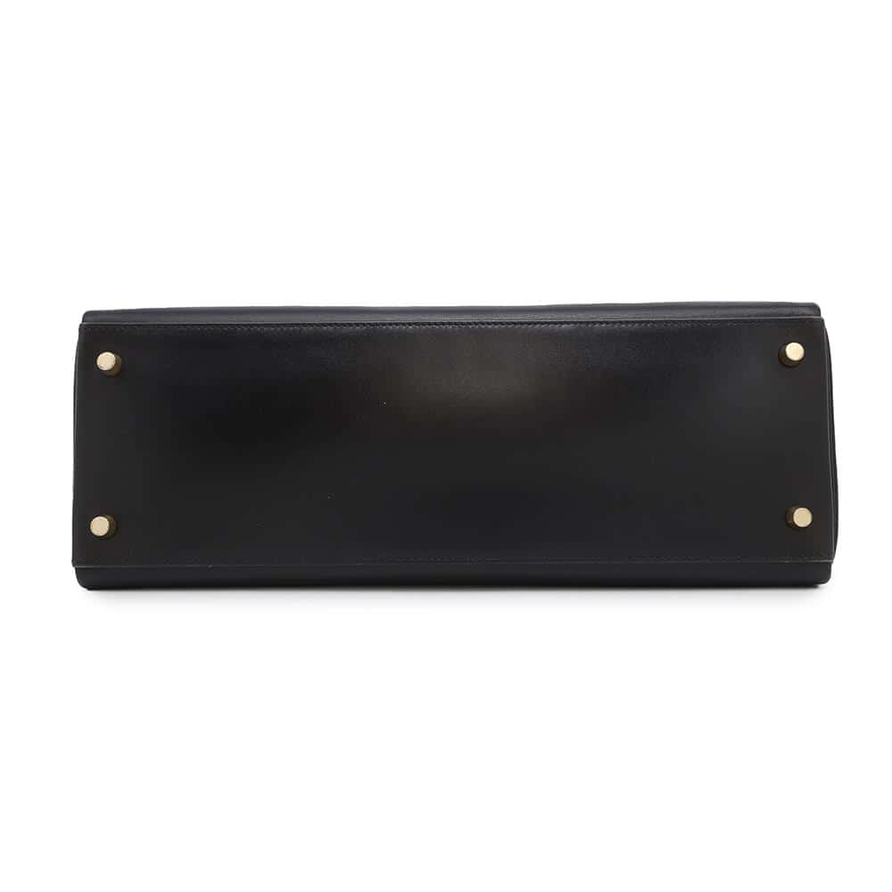 HERMES Kelly Retourne Black Box Calf Leather Size 35