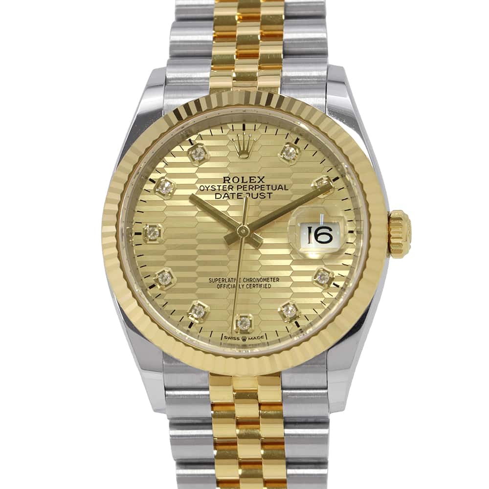 ROLEX Datejust 36 W36mm Stainless Steel K18YG Golden Fluted Motif Dial126233G