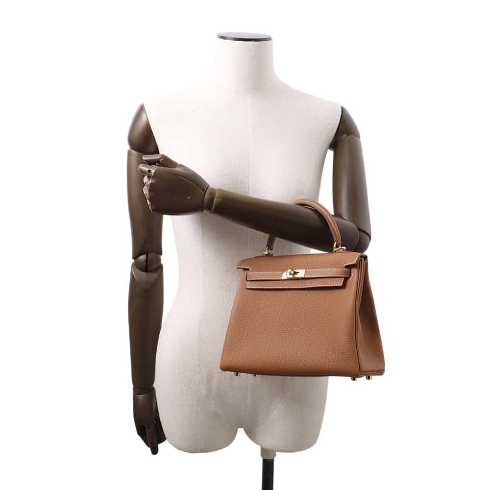 HERMES Kelly Gold Togo Leather Size 25