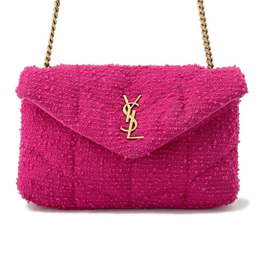 SAINT LAURENT PARIS Loulou Puffer Toy Bag Shoulder Bag Pink620333 Tweed