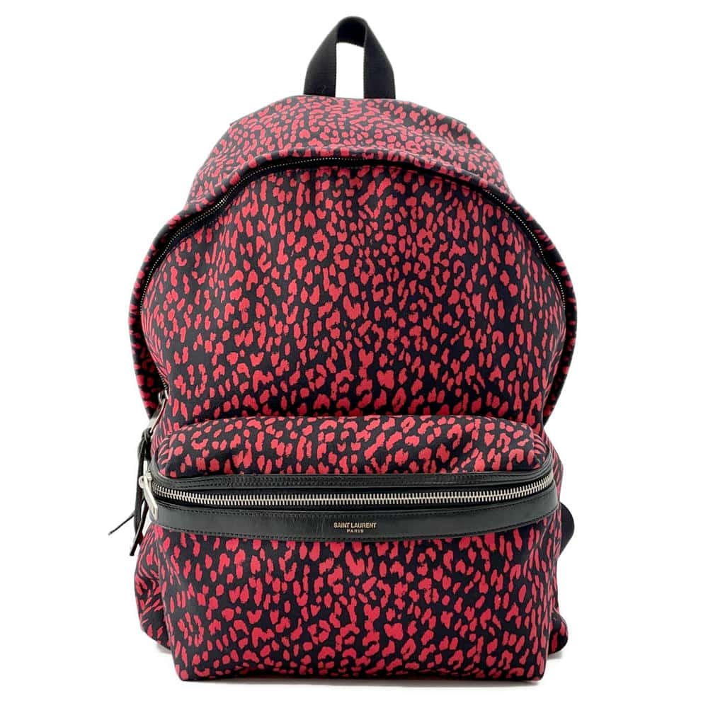 SAINT LAURENT PARIS Classic Hunter Baby Cat Backpack Black/Red326865 Canvas Leather