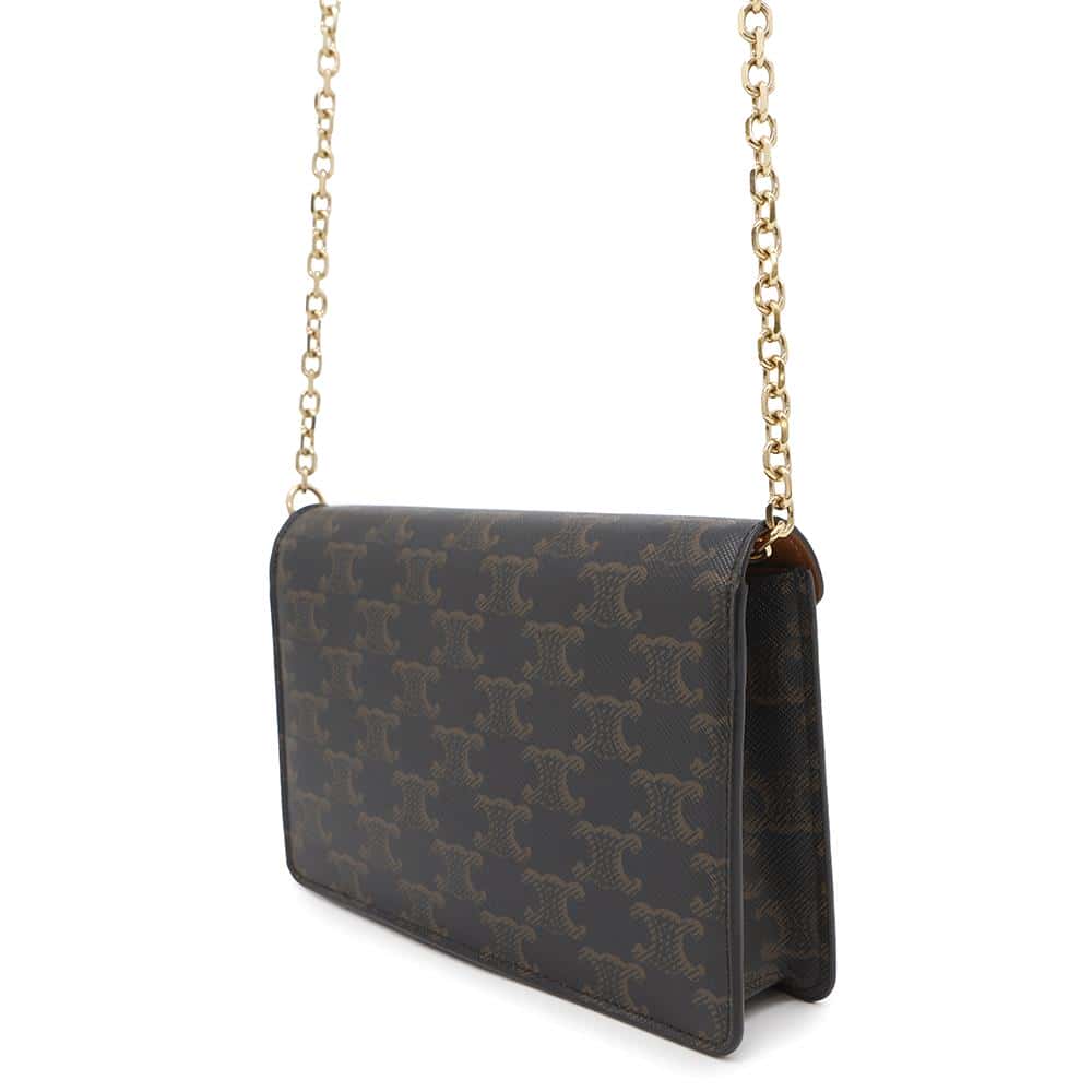 CELINE Triomphe Maillon Chain Wallet Tan10F822CZT PVC