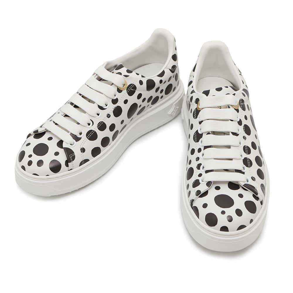LOUIS VUITTON Yayoi Kusama Collaboration Time Out Sneakers White/Black1AB9V5 Leather