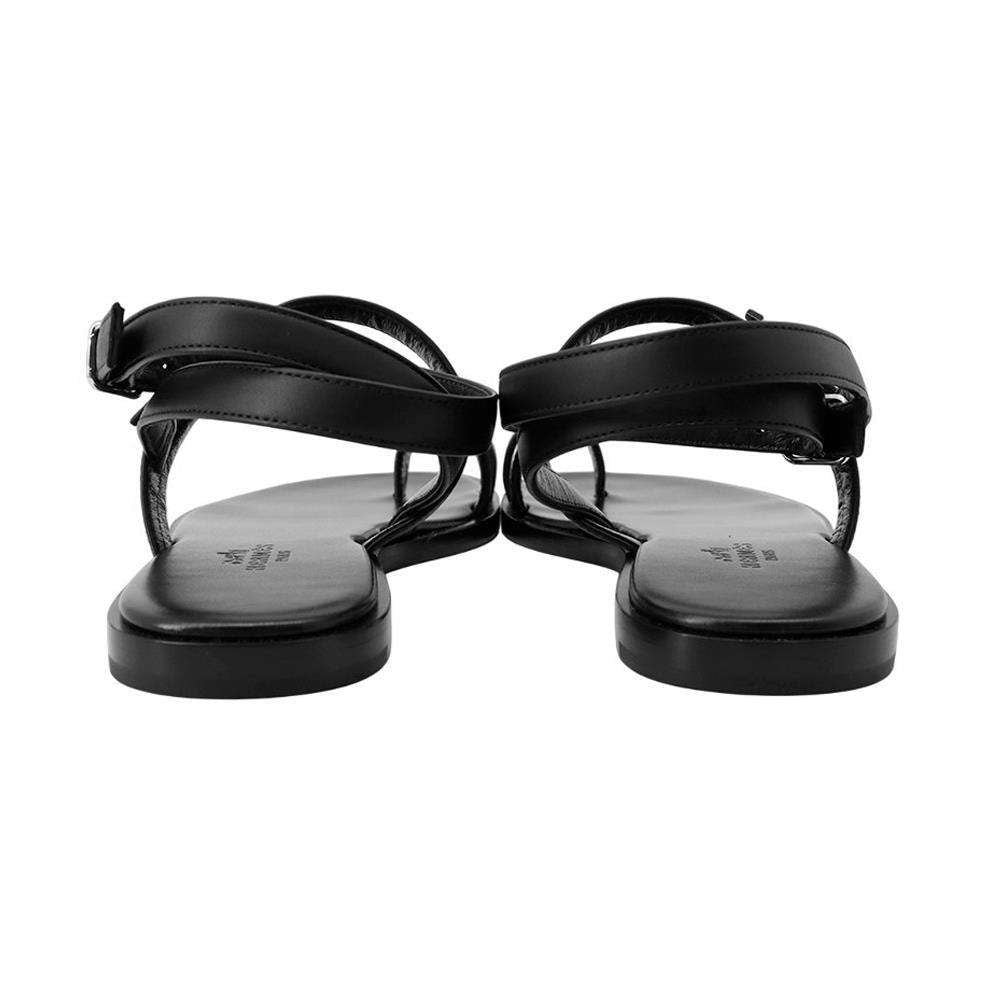 HERMES Harmony Sandals Black Calf Leather Size 35