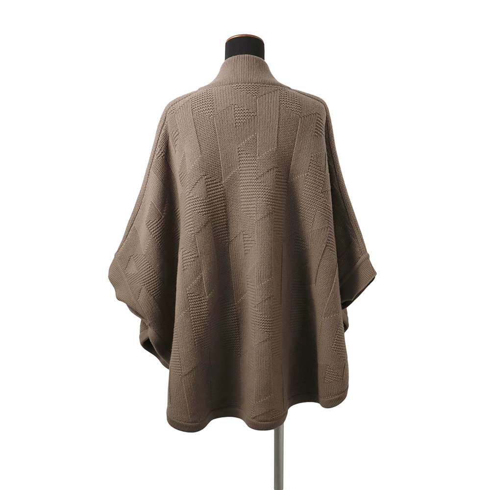 HERMES H logo poncho Size 34 Brown Wool 100%