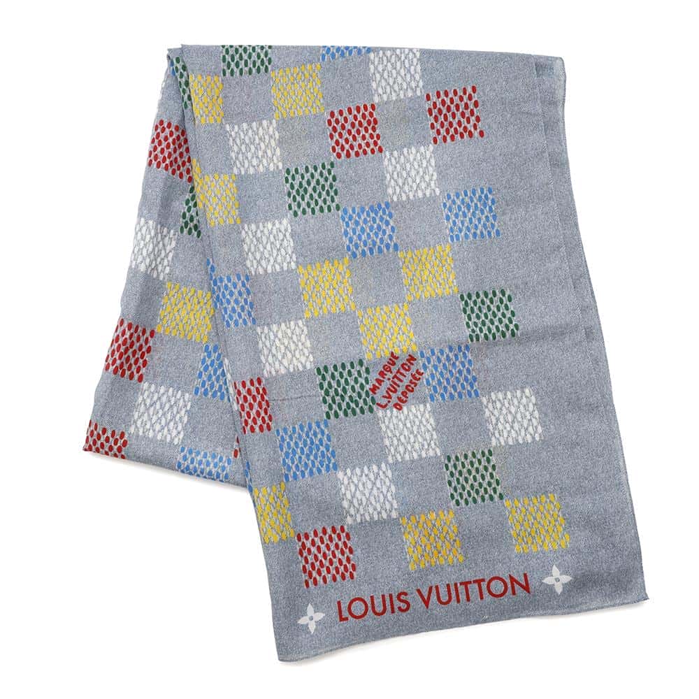 LOUIS VUITTON Stoleã»LV Birds Damier Denim Denim BlueM96285 Cotton70% Silk30%