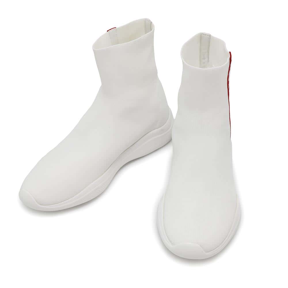 PRADA Prada Sports Socks Sneakers White/Red3T6424 Knit Rubber Size 36 1/2