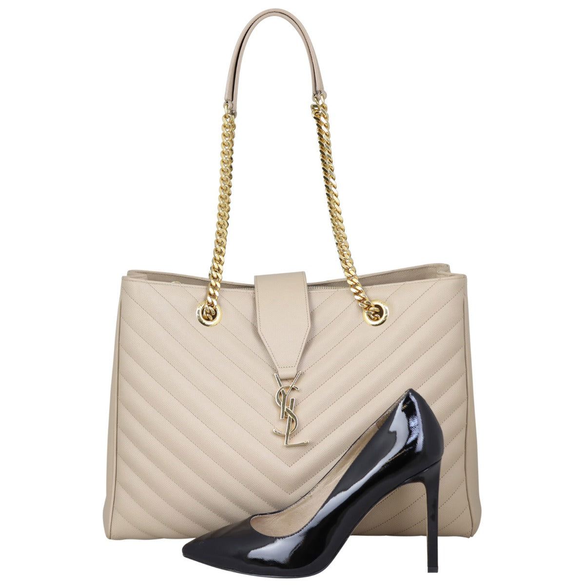Saint Laurent Chevron Shopping Tote