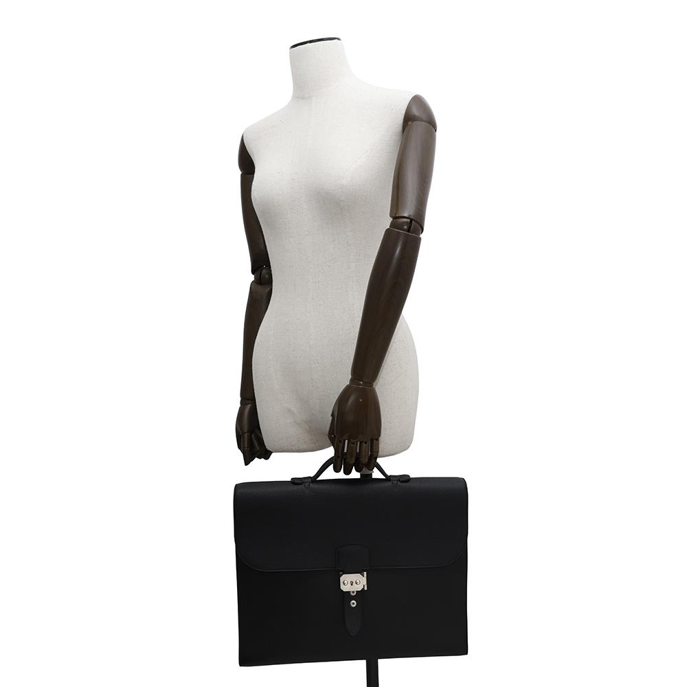 HERMES Sac A Depeches Black Togo Leather Size 38