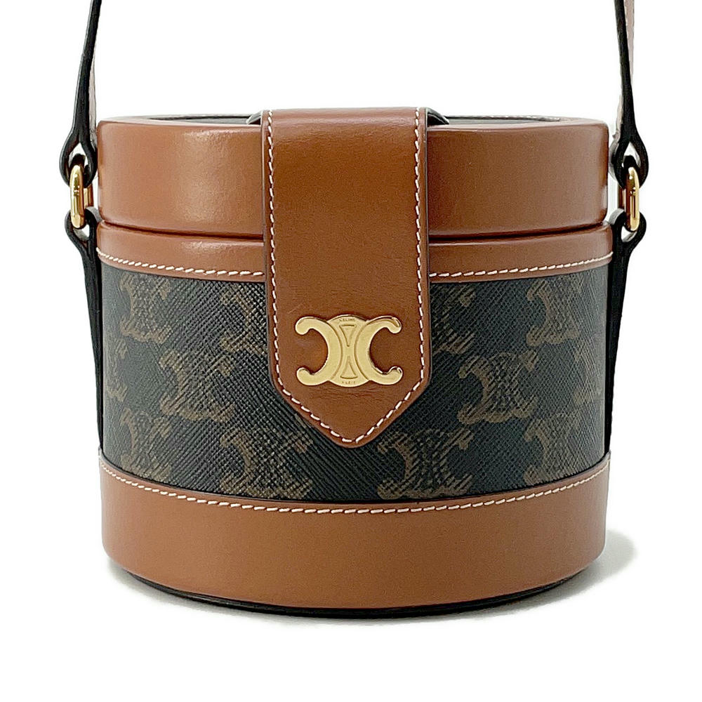 CELINE Triomphe Tambour Tan195642 PVC Coated Canvas Leather Size Small