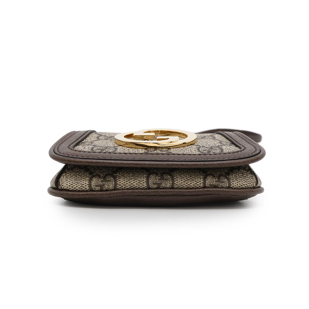 GUCCI Interlocking G Blondie GG Supreme Shoulder Wallet Beige/Brown698635 PVC/Leather