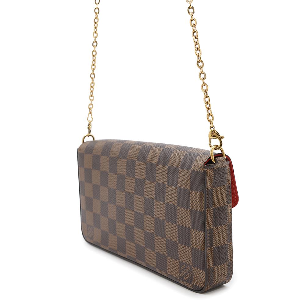 LOUIS VUITTON Felicie Pochette  RedN63032 Damier Ebene Canvas