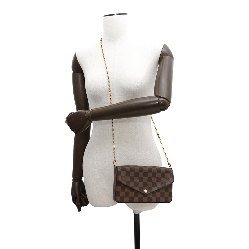 LOUIS VUITTON Felicie Pochette  RedN63032 Damier Ebene Canvas