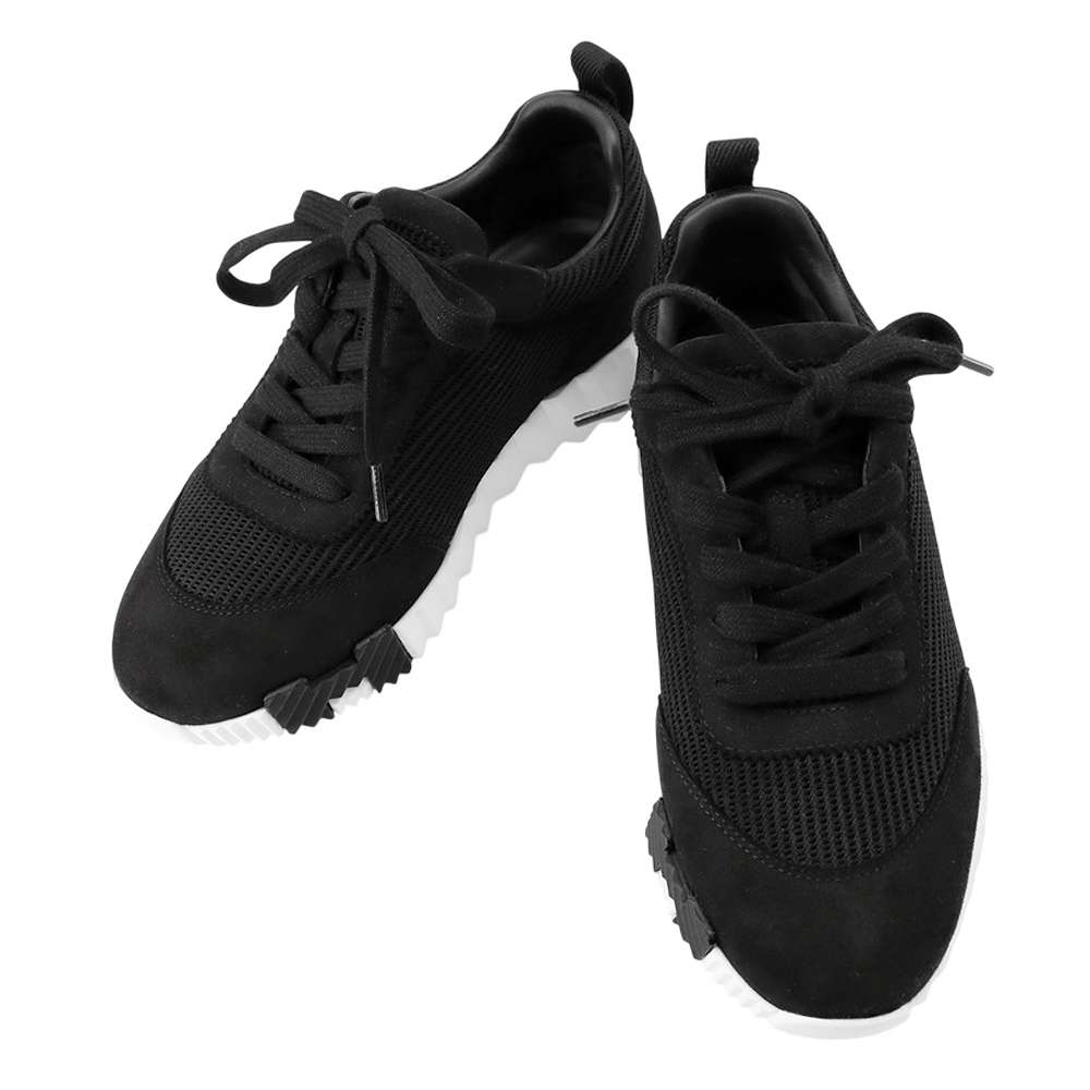 HERMES Sneakers bouncing Black Meshã»Graphic Chevre Velour Size 35.5