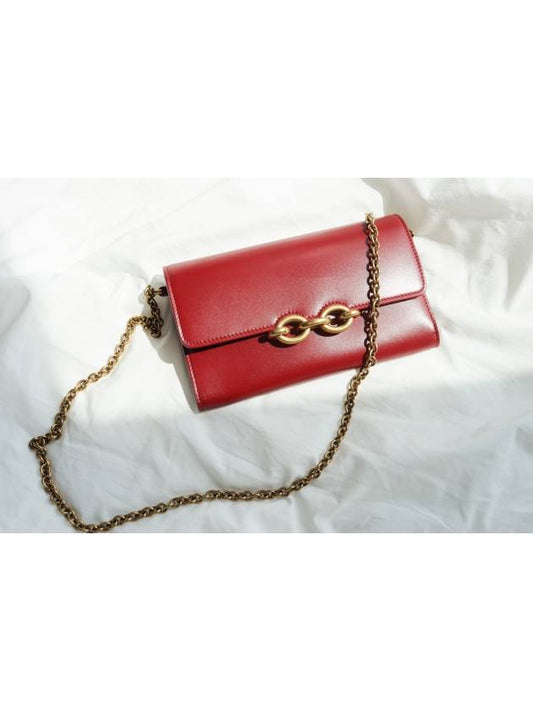 Luxury Saint Laurent Trending 2025 Le Maillon Chain Long Wallet Red