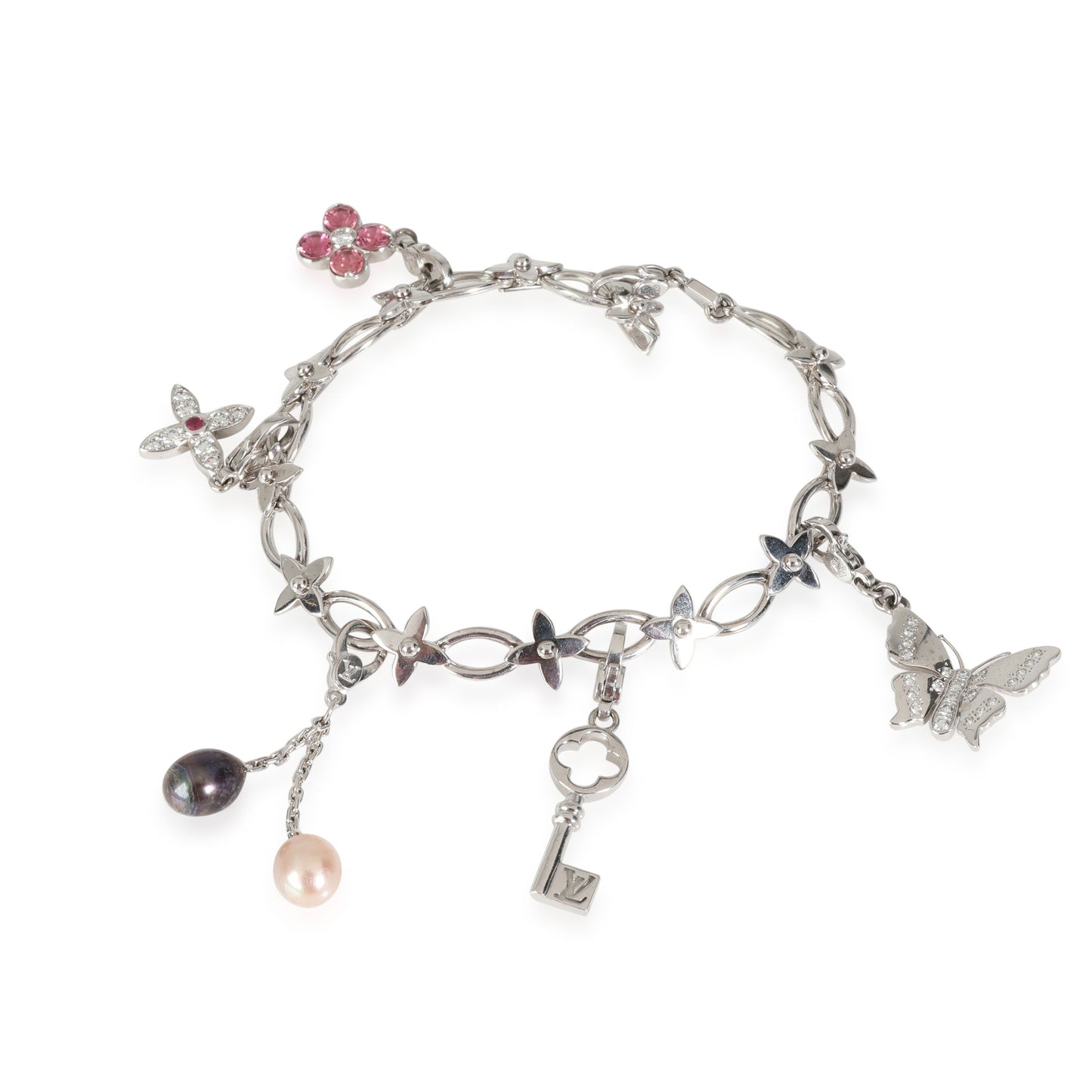 Louis Vuitton Louis Vuitton Idylle Blossom, Butterfly, Key Charm Bracelet in 18K White Gold